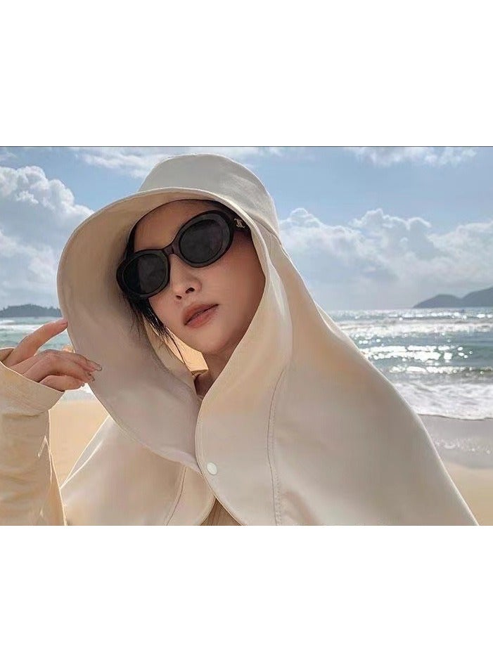 Goolsky Women's Elegant Wide Brim Shawl Bucket Hat - Woven Polyester Sun Protection Travel Beach Hat with Inelasticity, UV Protection for Summer - Image 4