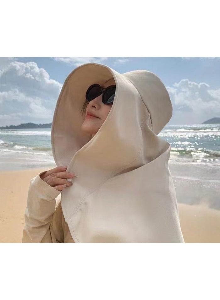 Goolsky Women's Elegant Wide Brim Shawl Bucket Hat - Woven Polyester Sun Protection Travel Beach Hat with Inelasticity, UV Protection for Summer - Image 1