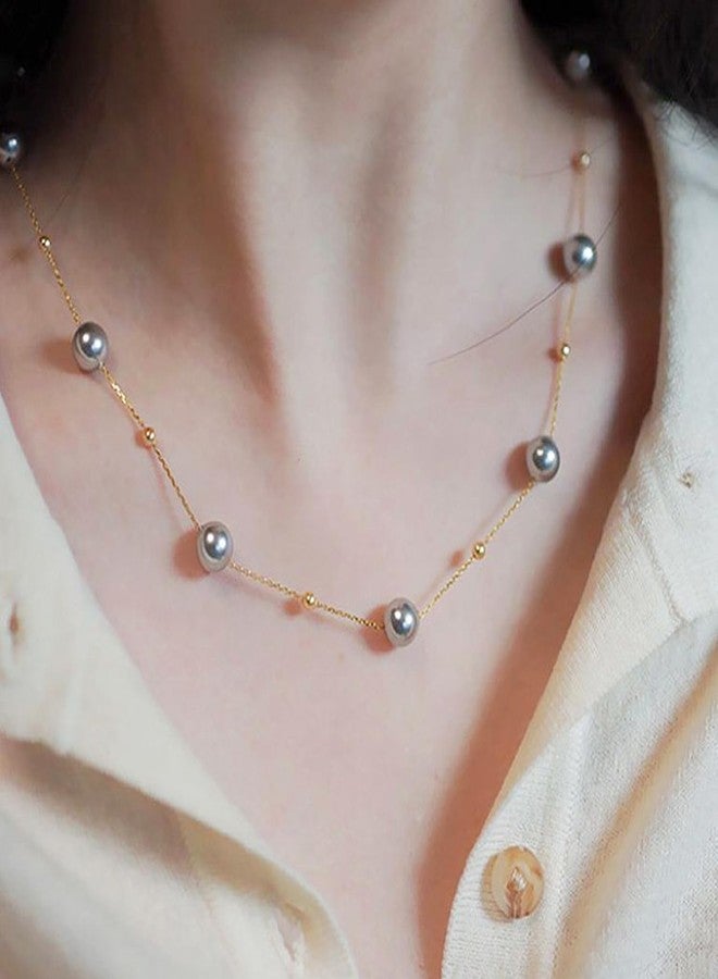 Peora Beads Studded Gold Plated Fancy Chain Necklace Jewellery for Women & Girls - Image 2