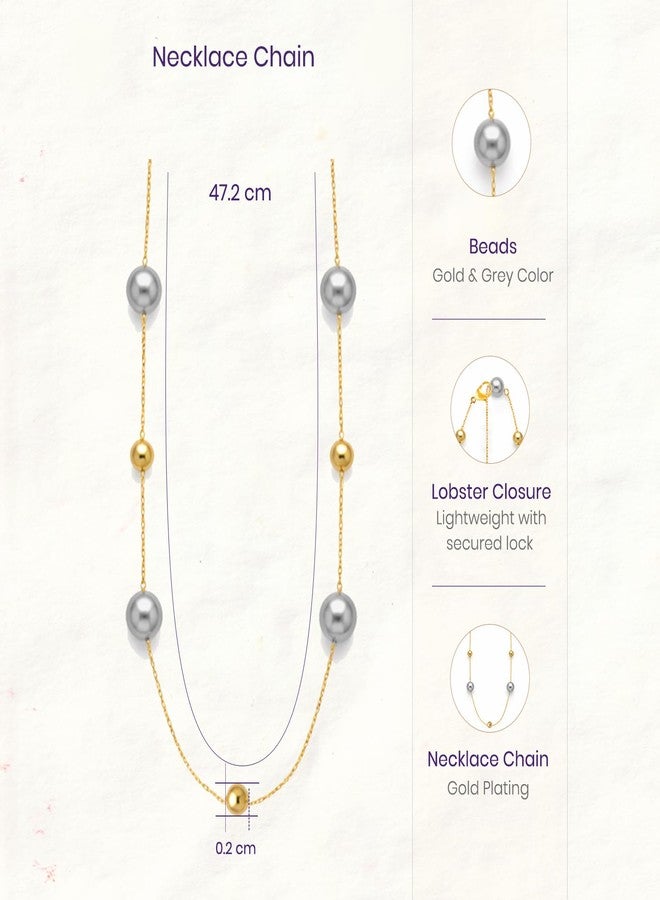 Peora Beads Studded Gold Plated Fancy Chain Necklace Jewellery for Women & Girls - Image 4