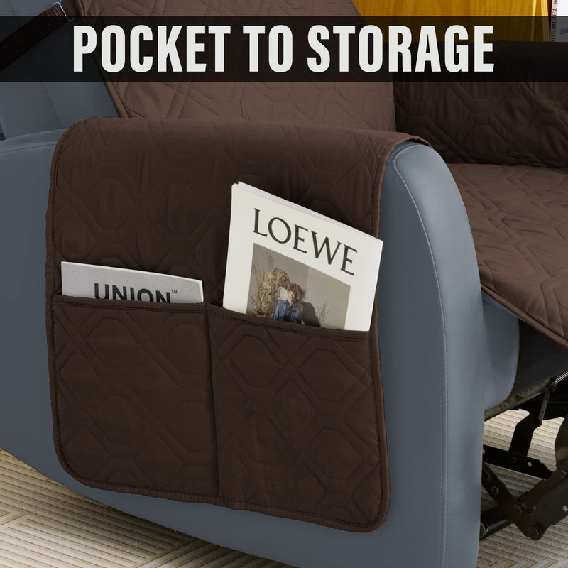 SOFTOWN SOFTOWN Recliner Chair Cover Sofa Slipcover NonSlip Chair Couch Cover Machine Washable Furniture Protector with Straps for Dogs Brown 23inch Recliner - Image 2