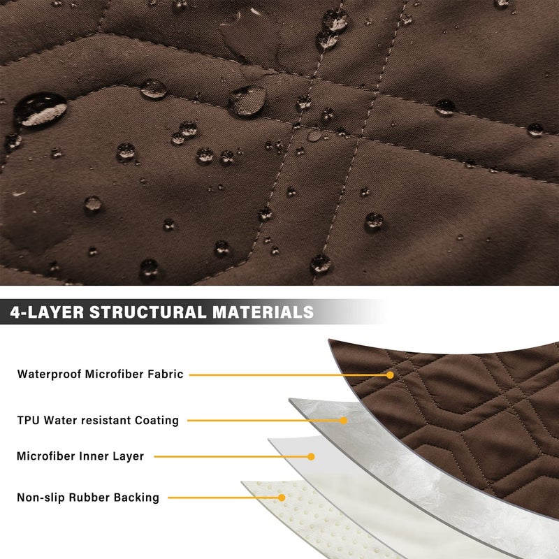 SOFTOWN SOFTOWN Recliner Chair Cover Sofa Slipcover NonSlip Chair Couch Cover Machine Washable Furniture Protector with Straps for Dogs Brown 23inch Recliner - Image 5