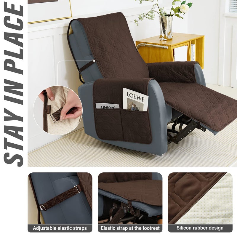 SOFTOWN SOFTOWN Recliner Chair Cover Sofa Slipcover NonSlip Chair Couch Cover Machine Washable Furniture Protector with Straps for Dogs Brown 23inch Recliner - Image 4