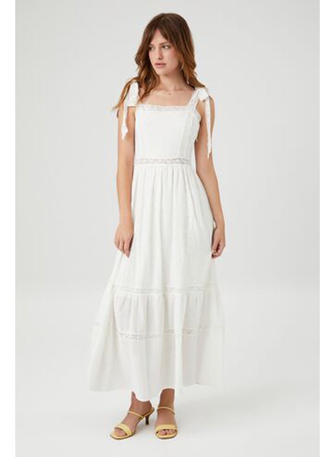 FOREVER 21 Lace-Trim Tie-Strap Maxi Dress - Image 1