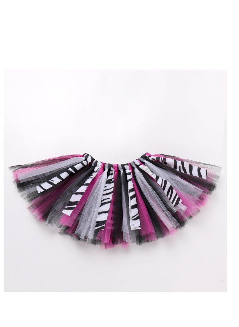 Generic - Lovely Zebra Animals Costume, Zebra Tutu Skirt Ear Headband Tail, Suitable for Baby Birthday Party Cosplay Dress (1-2T, Pink) - Image 1