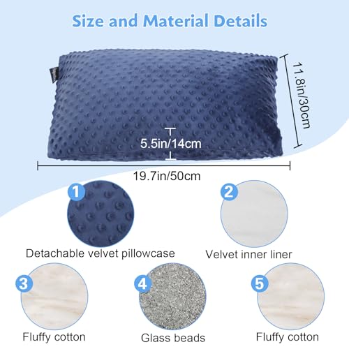 Hugsmiling Weighted Pillow 66lbs 20 12 Inch Tactile Sensory Huggable Lap Pillows with Machine Washable Cover ChemicalFree Fabric Better Sleep on Couch Navy - Image 3