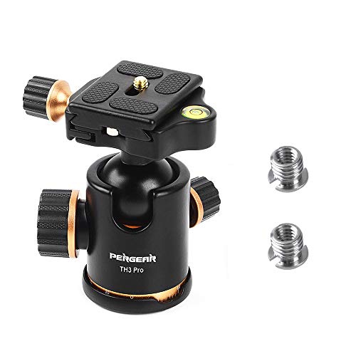Pergear حامل ثلاثي القوائم كاميرا DSLR برو من بيرجير TH3، رأس كروي، سعة تحميل 8KG/17.6lbs، دوران 360 درجة، جودة بناء معدنية، تخفيف دقيق، تصميم أخدود على شكل U لتسهيل التحويل إلى الوضع العمودي - Image 1