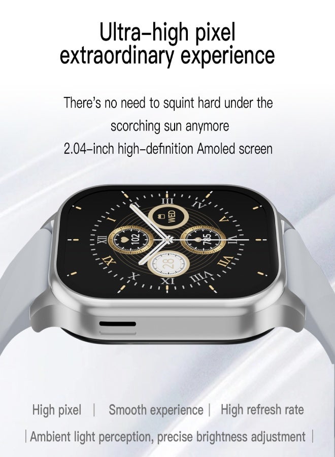 AROAQ SW01 Smartwatch – 2.04” AMOLED, Heart Rate & SpO2 Monitoring, Bluetooth Calling, Multi-Sport Tracker, Wireless Charging, IP67 Waterproof - Gray - Image 5