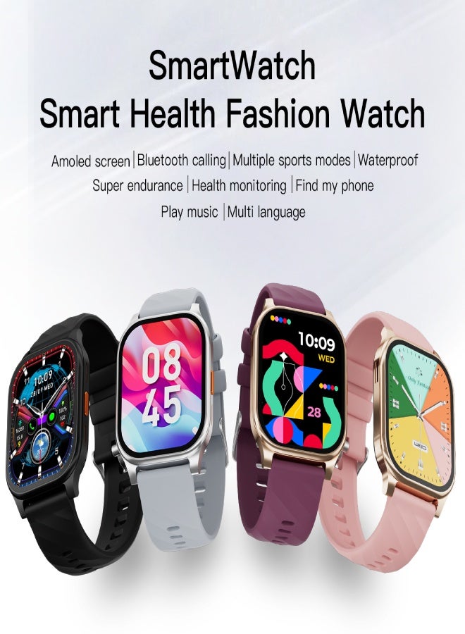 AROAQ SW01 Smartwatch – 2.04” AMOLED, Heart Rate & SpO2 Monitoring, Bluetooth Calling, Multi-Sport Tracker, Wireless Charging, IP67 Waterproof - Gray - Image 3