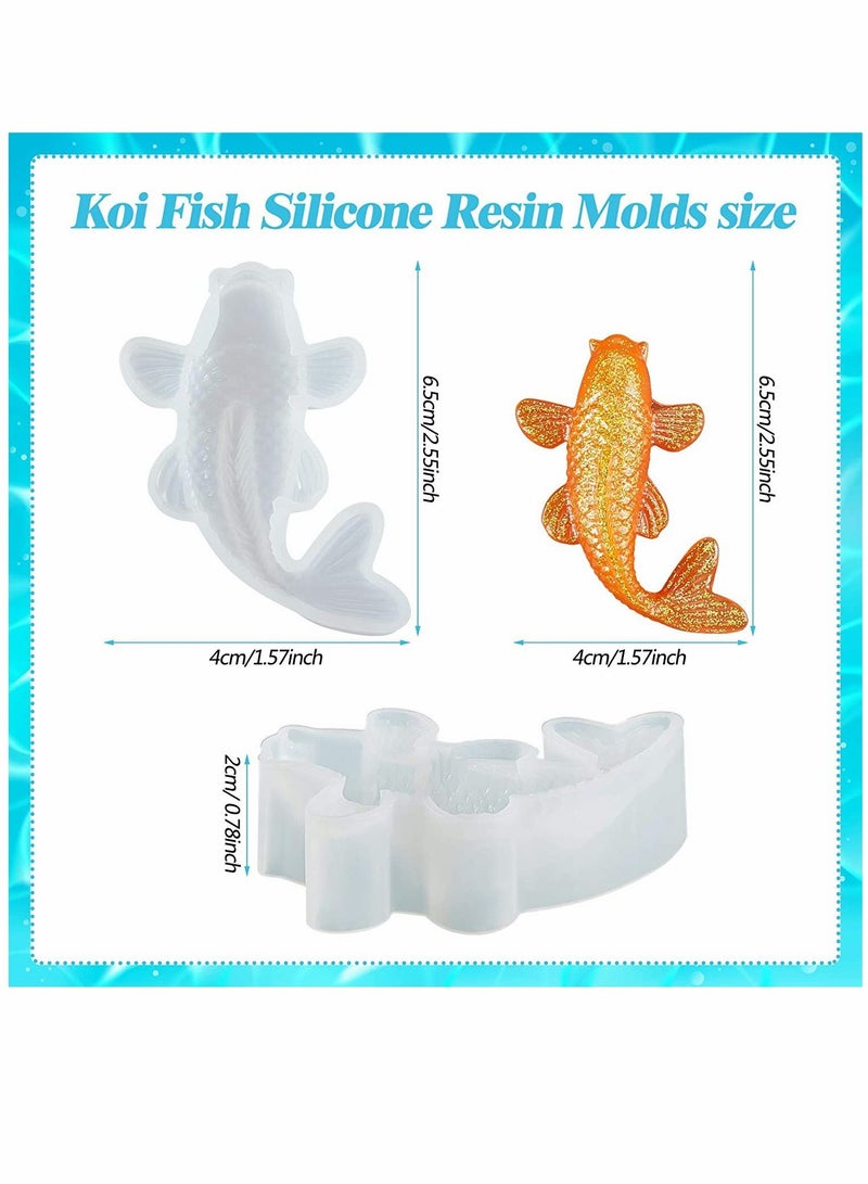 Y&D Resin Casting Molds, Koi Fish Silicone Moulds Goldfish DIY Pendant Mold Fondant with Twelve Color Sequins for Charms Making Jewelry, 3 Pieces - Image 2