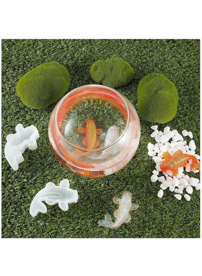 Y&D Resin Casting Molds, Koi Fish Silicone Moulds Goldfish DIY Pendant Mold Fondant with Twelve Color Sequins for Charms Making Jewelry, 3 Pieces - Image 4
