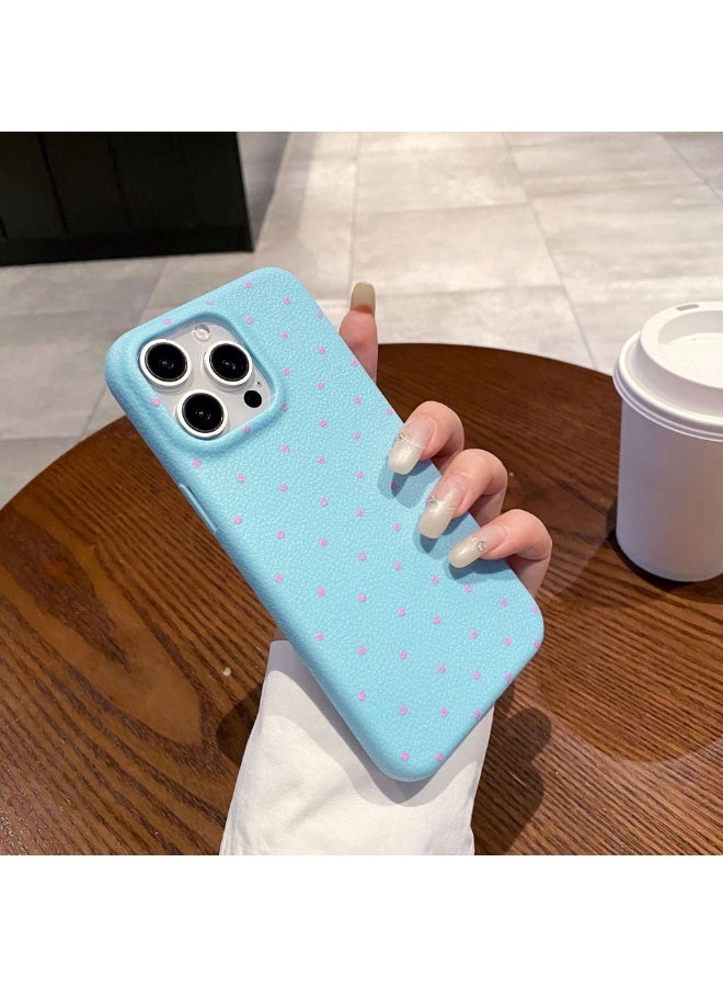 NIBEMINENT Minimal Polka Dots Protective TPU Case Cover For iPhone 14 Pro, Blue