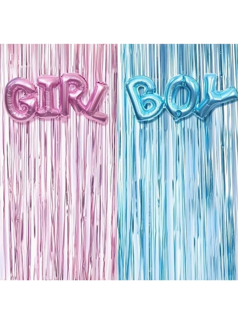4pcs Gender Reveal Blue and Pink Letter with Blue and Pink Party Background Foil Balloon Set, Suitable for Birthday Party Decorations - Image 1