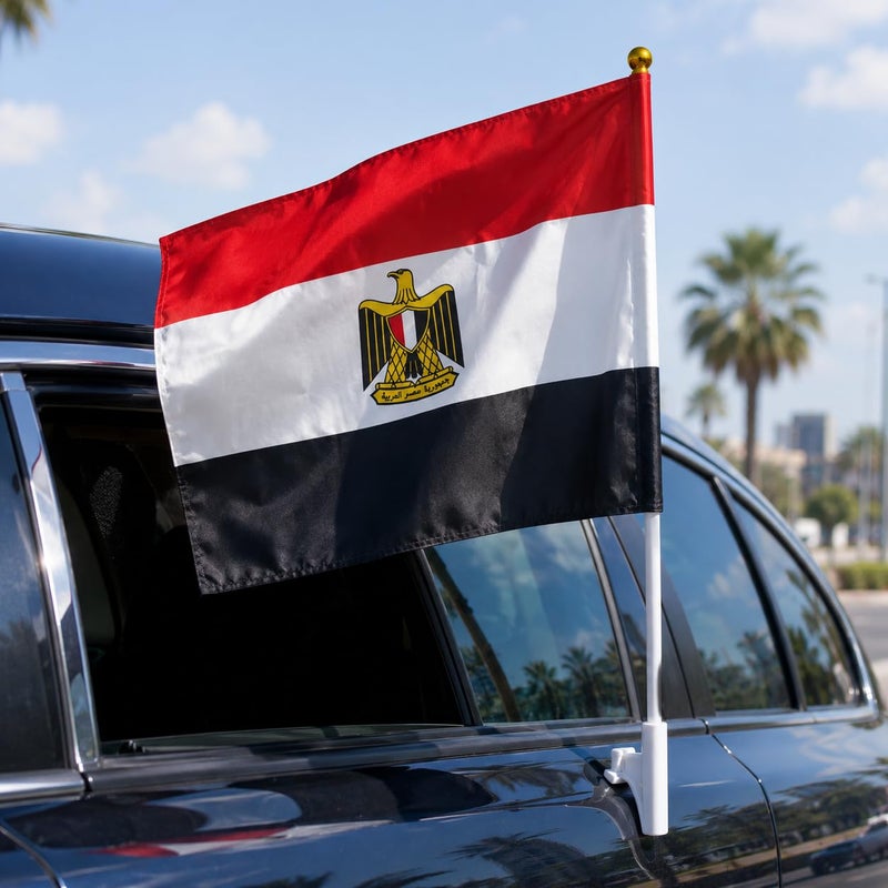 High quality Large size Egypt Flag With Plastic Pole 88 x 63 cm National Banner For Celebrations Events Sports Decorations Indoor Outdoor Hanging Display Lightweight Fabric Design - Image 3