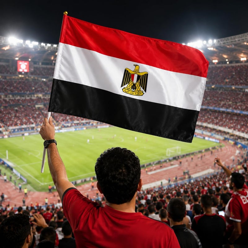 High quality Large size Egypt Flag With Plastic Pole 88 x 63 cm National Banner For Celebrations Events Sports Decorations Indoor Outdoor Hanging Display Lightweight Fabric Design - Image 1