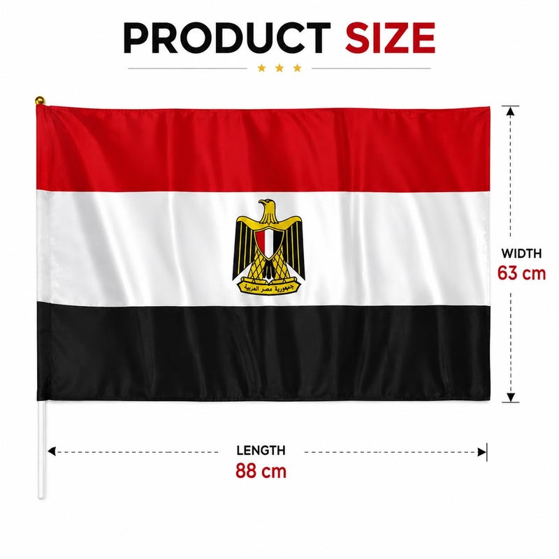 High quality Large size Egypt Flag With Plastic Pole 88 x 63 cm National Banner For Celebrations Events Sports Decorations Indoor Outdoor Hanging Display Lightweight Fabric Design - Image 4