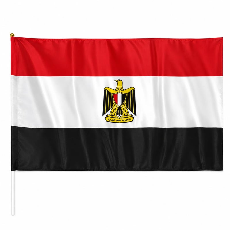 High quality Large size Egypt Flag With Plastic Pole 88 x 63 cm National Banner For Celebrations Events Sports Decorations Indoor Outdoor Hanging Display Lightweight Fabric Design - Image 2