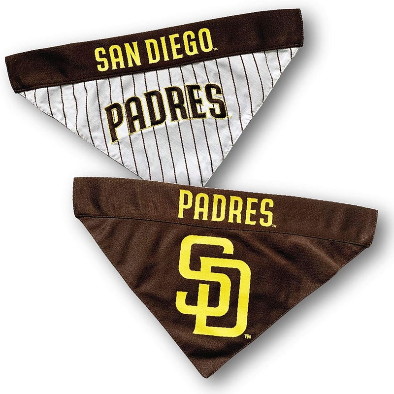 Pets First PAD-3217-S-M MLB San Diego Padres Reversible Pet Bandana, Small/Medium, MLB Team Color - Image 1