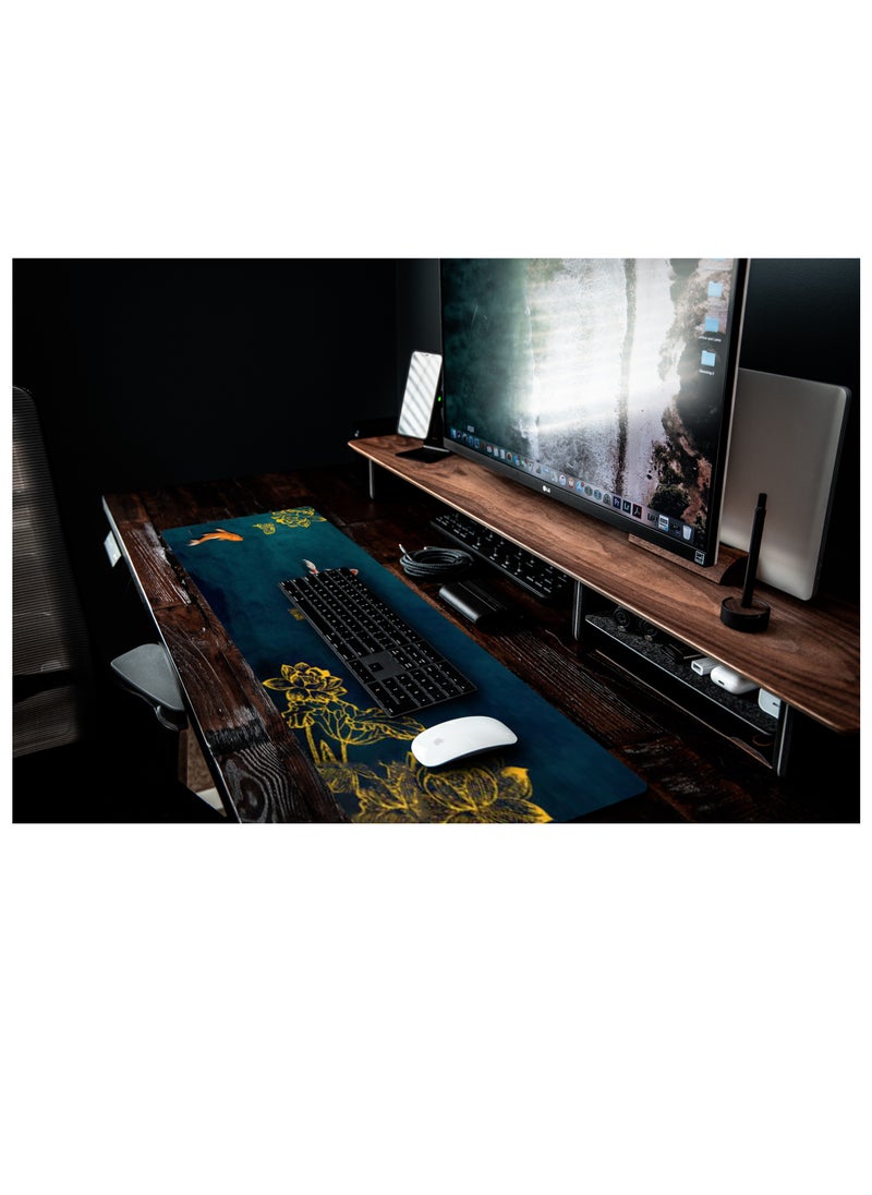 Mistyblue - Extended Gaming Mouse Pad, Chinese Element Large Desk Pad Mat Non-Slip Rubber Base with Stitched Edges(35.4x15.7in), Waterproof Computer Keyboard Desk Pad for Work, Game, Office, Home - Image 1