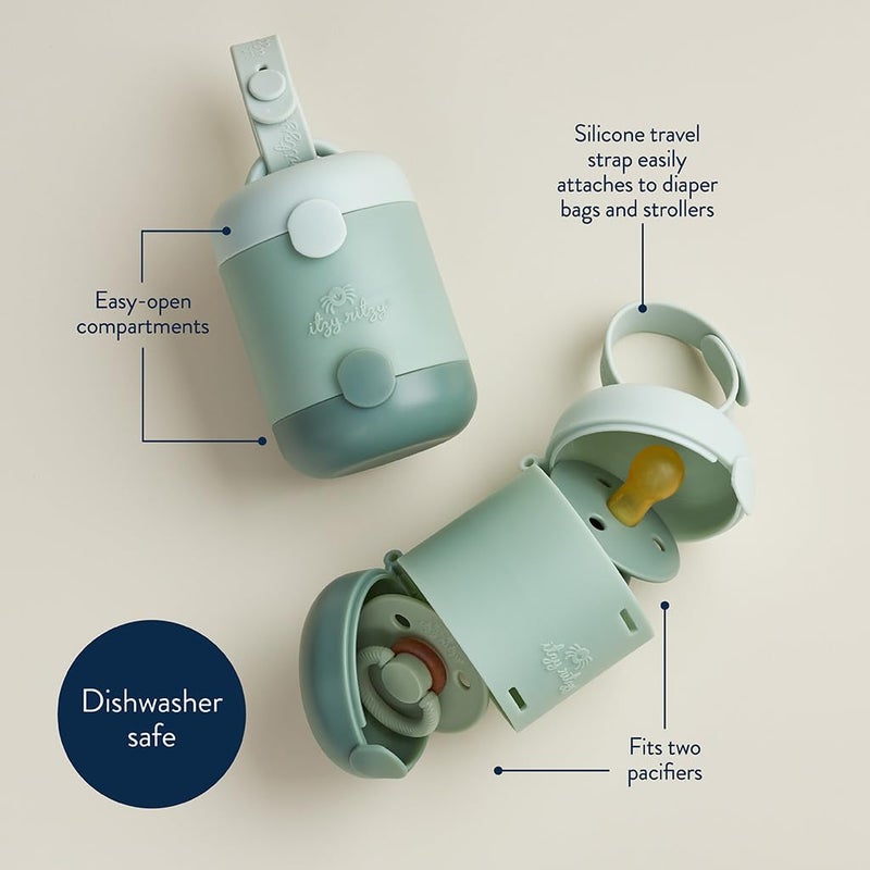 Itzy Ritzy Pacifier Holder - Dual-Sided Pacifier Case with Strap to Keep Clean & Dirty Pacifiers Separate, Paci Holder for Diaper Bag & Stroller (Pacifiers Not Included), Sage - Image 4