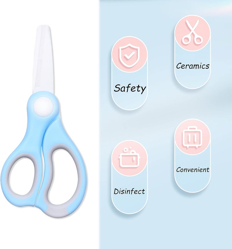 Kare Kind Kare  Kind Ceramic Baby Food Scissors  Blue  With Dust Cover and Storage Case  Cut Baby Food Easily  Ideal for Noodles Meat Chicken Veggies and Fruits Blue  1 Pack - Image 3