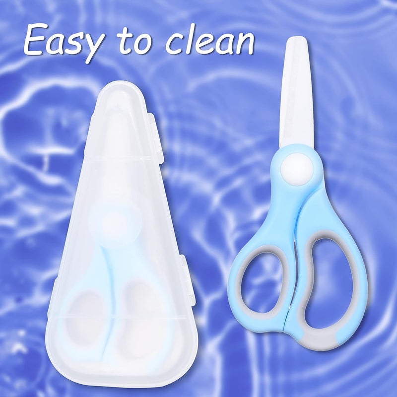 Kare Kind Kare  Kind Ceramic Baby Food Scissors  Blue  With Dust Cover and Storage Case  Cut Baby Food Easily  Ideal for Noodles Meat Chicken Veggies and Fruits Blue  1 Pack - Image 2