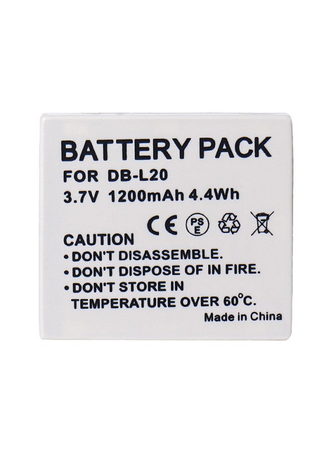 Applicable To Sanyo DB-L20 Camera Battery DMC-C1 CA65 E60 CG6 CA6 DMX-CA8 CG9-Standard Capacity:1200mAH