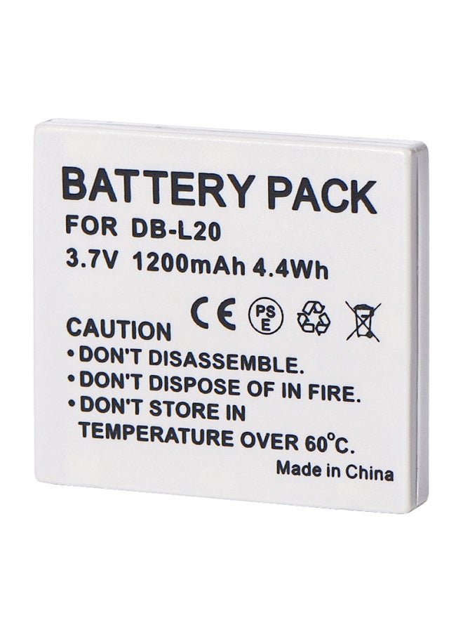 Applicable To Sanyo DB-L20 Camera Battery DMC-C1 CA65 E60 CG6 CA6 DMX-CA8 CG9-Standard Capacity:1200mAH
