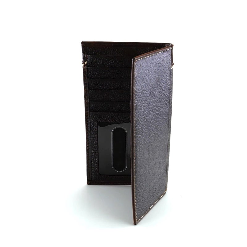ARIAT Men's Rodeo Wallet, Medium Brown Distressed Leather with Embossed Overlay and Ivory Trim, Silver Logo Concho - Image 3