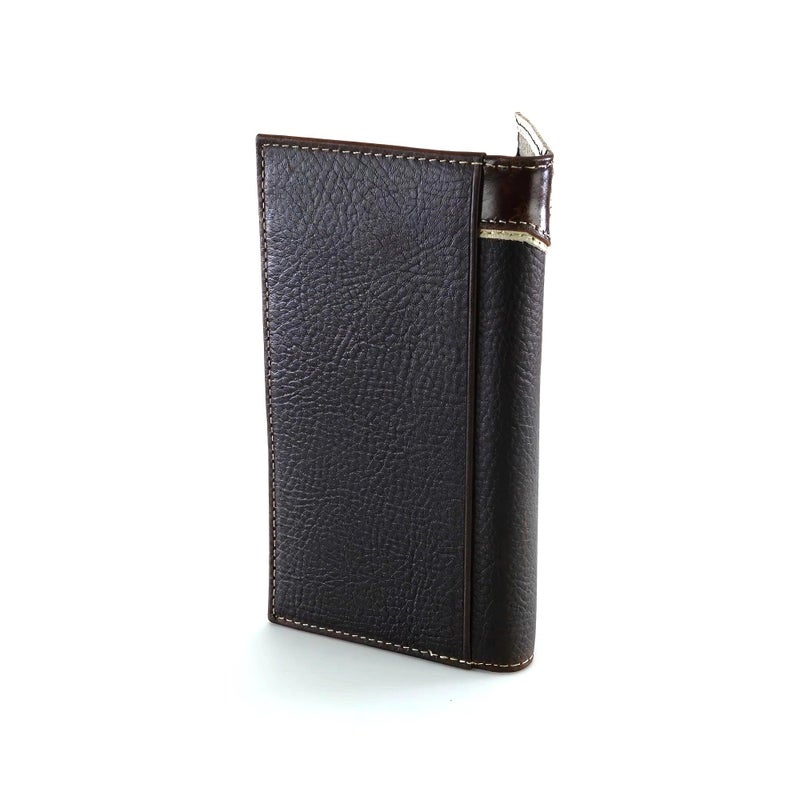 ARIAT Men's Rodeo Wallet, Medium Brown Distressed Leather with Embossed Overlay and Ivory Trim, Silver Logo Concho - Image 2