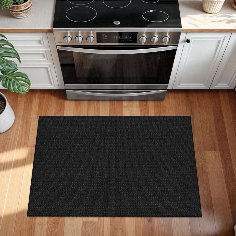 KOZYFLY Indoor Door Mat 2x3 ft Small Area Rugs Washable Front Door Mat Non Slip Rubber Backed Entryway Rug Cotton Entrance Doormat for Front Porch Bathroom Kitchen Bedroom, Black/Dark Grey - Image 2