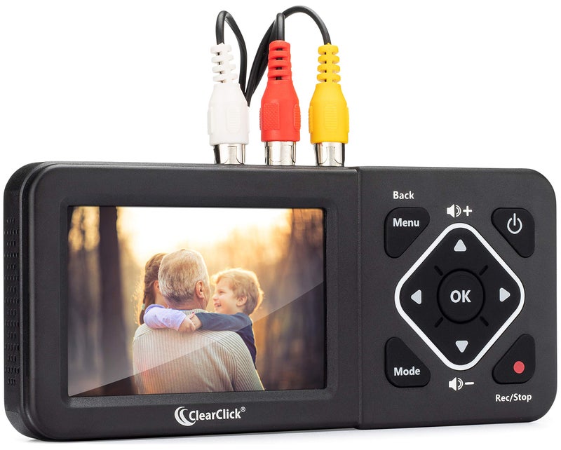 ClearClick محول الفيديو إلى الرقمية ClearClick 2.0 (الجيل الثاني) - سجل الفيديو من أجهزة VCR، أشرطة VHS، AV، RCA، Hi8، كاميرا الفيديو، DVD، أنظمة الألعاب [يتطلب وجود VCR/كاميرا فيديو تعمل وأشرطة] - Image 1