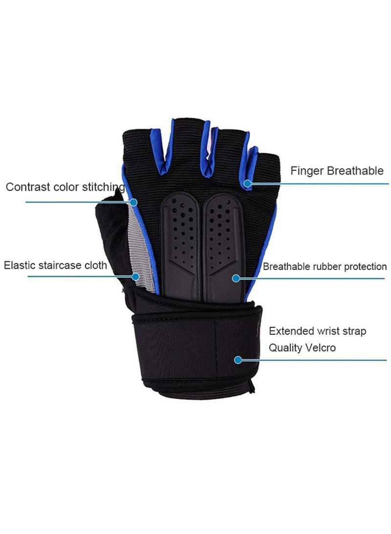 Aurafly Weightlifting Gloves, Fitness Gloves for Men and Women, Cycling Gloves with Non-slip Silicone Wrist Rest Adjustable Velcro Strap, Suitable for Fitness Weightlifting Cycling (Blue) - Image 2