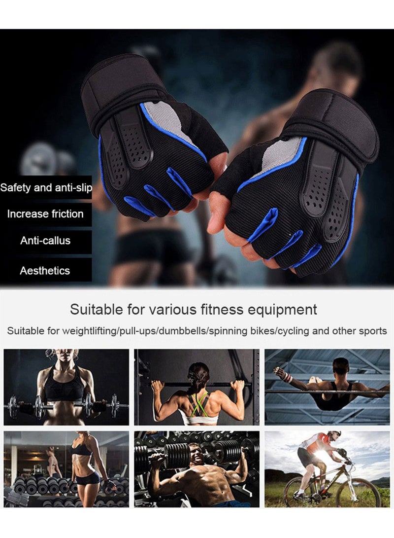 Aurafly Weightlifting Gloves, Fitness Gloves for Men and Women, Cycling Gloves with Non-slip Silicone Wrist Rest Adjustable Velcro Strap, Suitable for Fitness Weightlifting Cycling (Blue) - Image 4