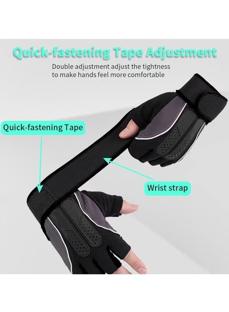 Aurafly Weightlifting Gloves, Fitness Gloves for Men and Women, Cycling Gloves with Non-slip Silicone Wrist Rest Adjustable Velcro Strap, Suitable for Fitness Weightlifting Cycling (Blue) - Image 5