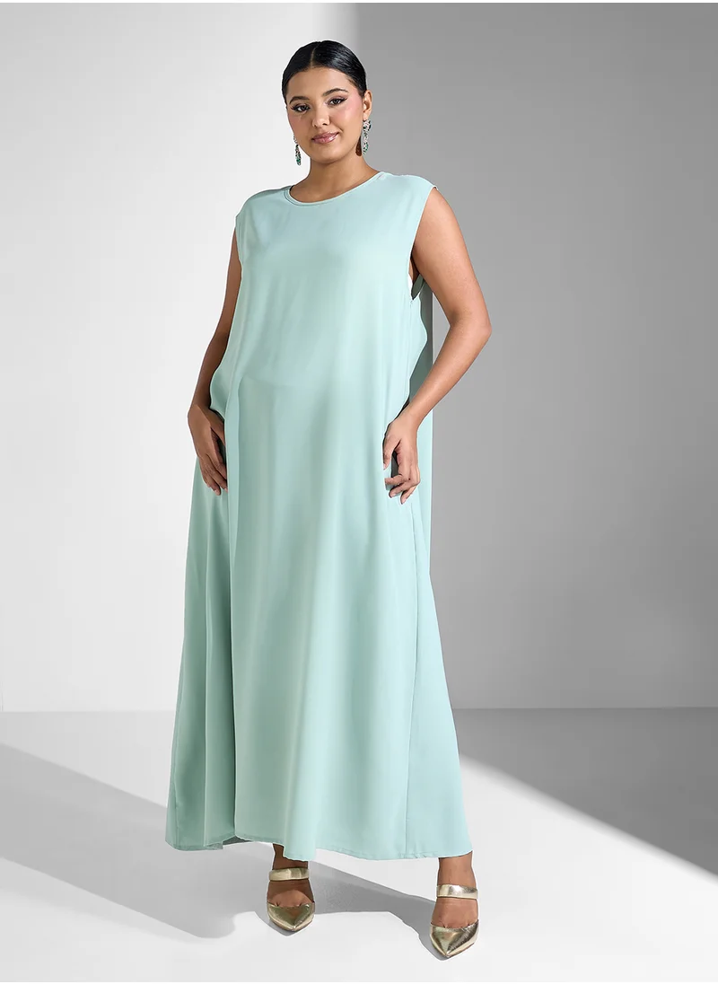 خزانة Plus size shawled collar open abaya