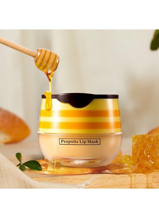 OUKPANE - 4 Pcs Bee Lip Balm Lip Mask Honey Pot, Honey & Strawberry Lip Mask Propolis Moisturizing Lip Balm Hydrating Prevention Dry And Cracked Lip Scrubs Exfoliator,Reduces Lip Lines. - Image 1