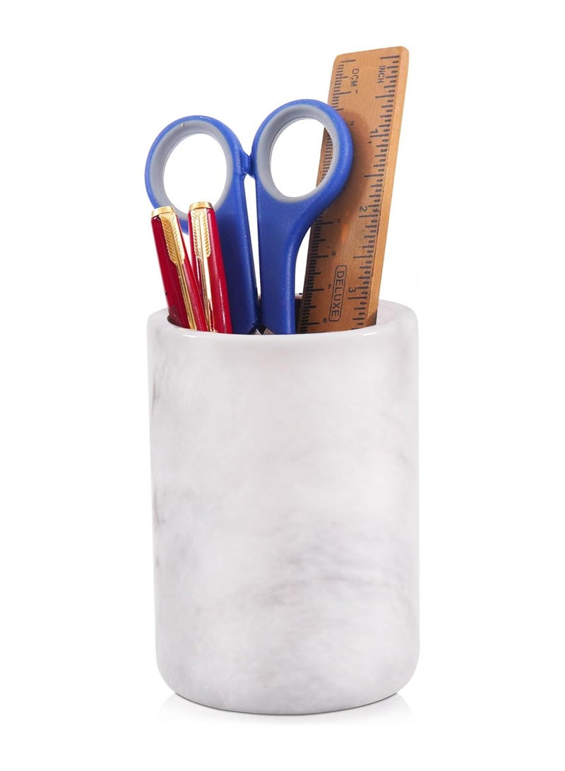 RADICALn White Marble Pen Holder | 4" Handmade Desk Organizer for Office, Home & School Supplies - Image 1