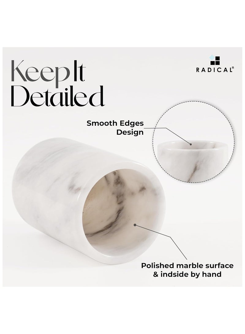 RADICALn White Marble Pen Holder | 4" Handmade Desk Organizer for Office, Home & School Supplies - Image 4