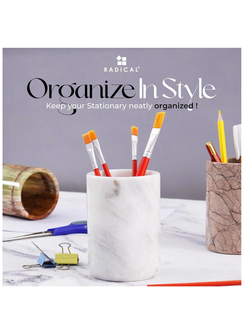 Radicaln white Stationary Holder Handmade Marble Pen Holder for table- School Supplies Accessories & workspace organizer - Stationary Holder - pzsku/Z822852B6CA1C7BE68BCBZ/45/_/1728990565/4e86df22-7275-4b39-964c-87c624a27c77