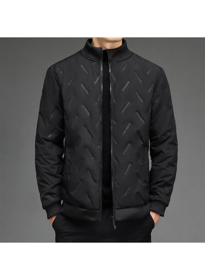 Yurong Cotton-padded Jacket For Men In Winter, Fleece-lined And Thickeneded, Casual Middle-aged Men's Jacket, Stand-up Collar, Cashmere Winter Jacket, Dad's Jacket