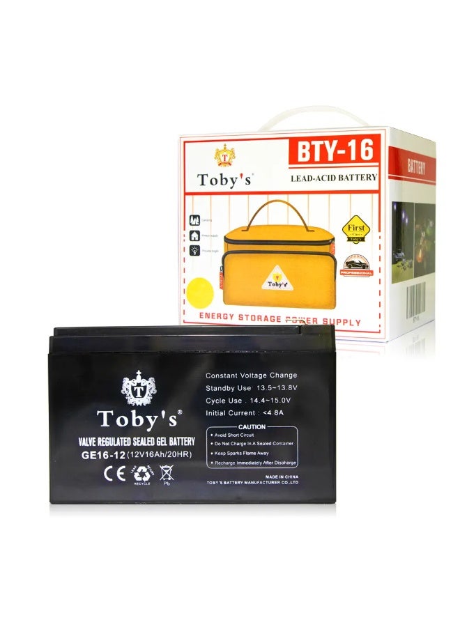 توبيز بطارية Toby's BTY 16A قابلة لإعادة الشحن بقوة 16000 مللي أمبير في الساعة، مثالية لإضاءة التخييم، مصنوعة من مادة ABS - BTY 16A - Image 1