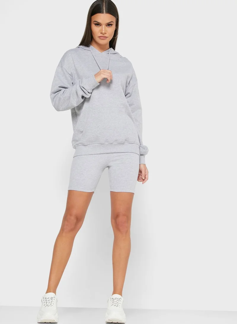 Missguided Hooded Sweatshirt & Shorts Set