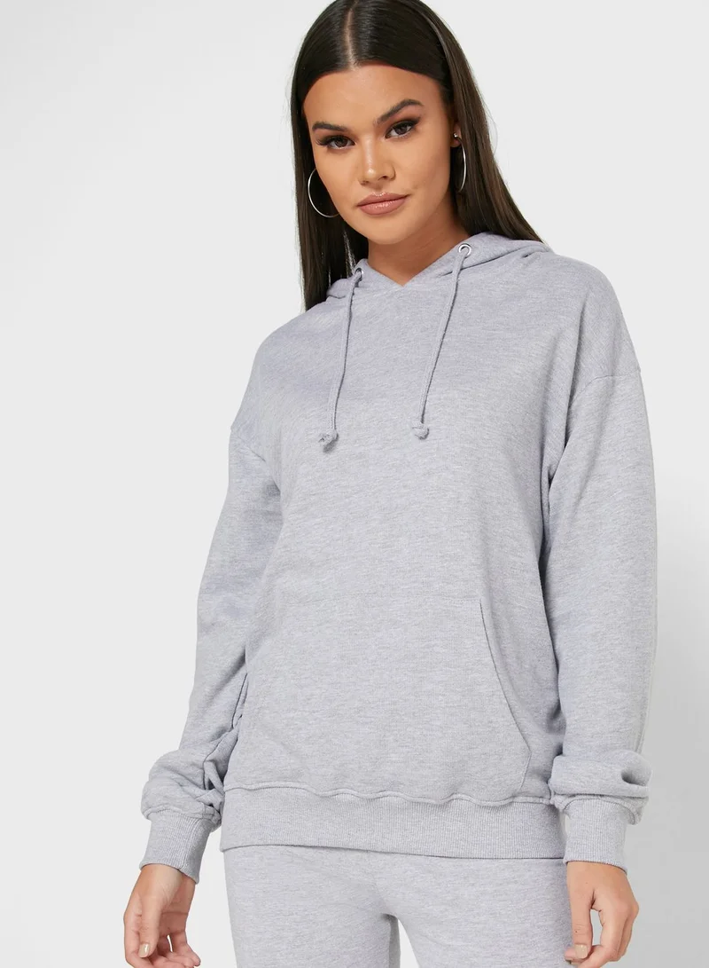 Missguided Hooded Sweatshirt & Shorts Set