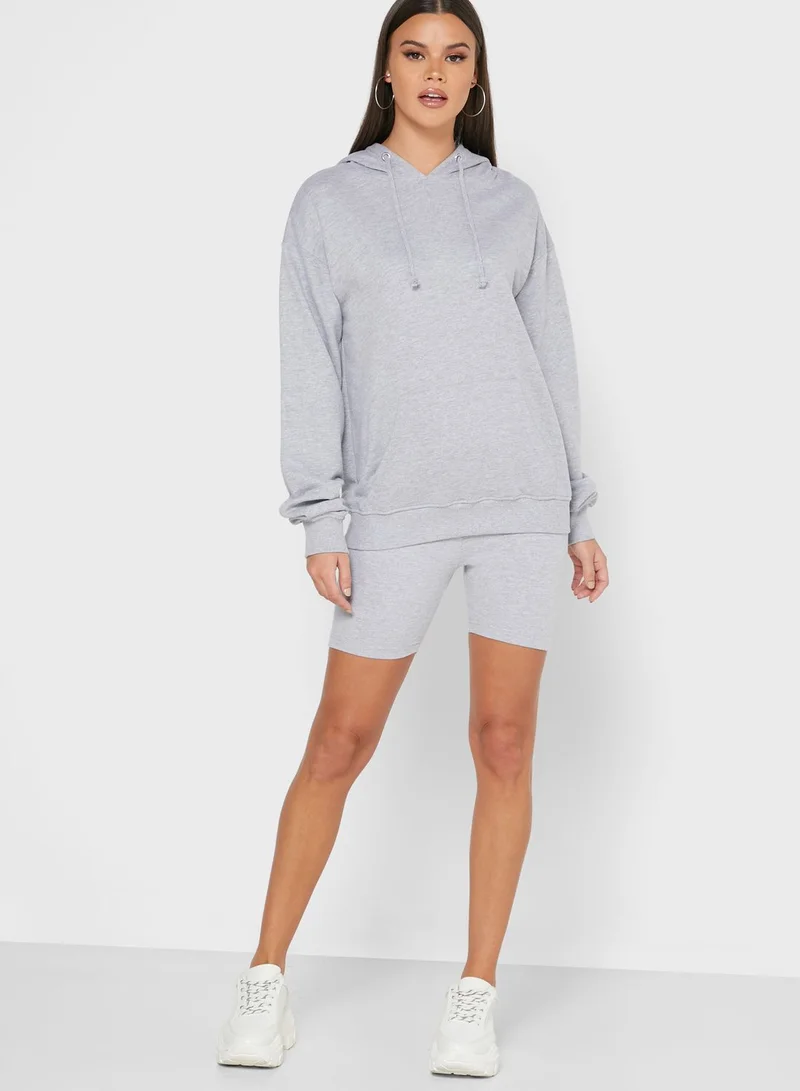 Missguided Hooded Sweatshirt & Shorts Set
