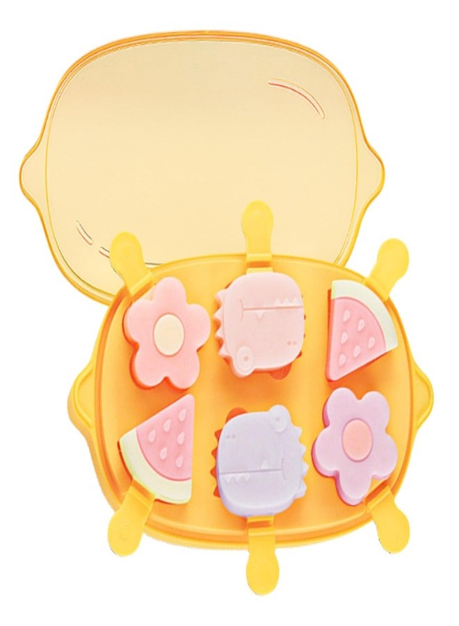 Zigihos Silicone Popsicle Molds, Cute Cartoon Animal Flower Friut Bunny Molds Reusable Cake Pop Mold Set with Lid and Stick, Easy Release BPA Free, Mini Size (Yellow-lemon(6 pieces)) - Image 1