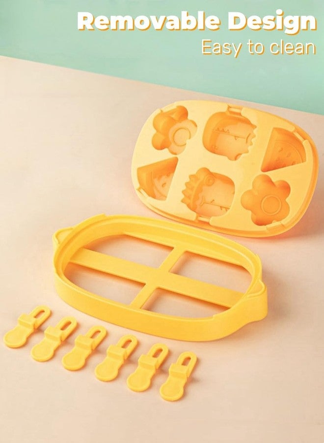 Zigihos Silicone Popsicle Molds, Cute Cartoon Animal Flower Friut Bunny Molds Reusable Cake Pop Mold Set with Lid and Stick, Easy Release BPA Free, Mini Size (Yellow-lemon(6 pieces)) - Image 4