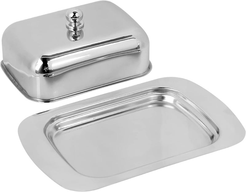 Stainless Steel Butter Cheese Dish Tray Box, Food Storage Container with Lid, Elegant Kitchen Decor for Butter Cheese Dessert, Durable Food Grade Stainless Steel, Smooth Edge Desig - Image 2