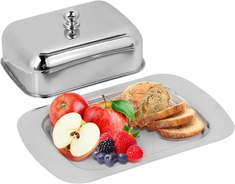 Stainless Steel Butter Cheese Dish Tray Box, Food Storage Container with Lid, Elegant Kitchen Decor for Butter Cheese Dessert, Durable Food Grade Stainless Steel, Smooth Edge Desig - Image 5