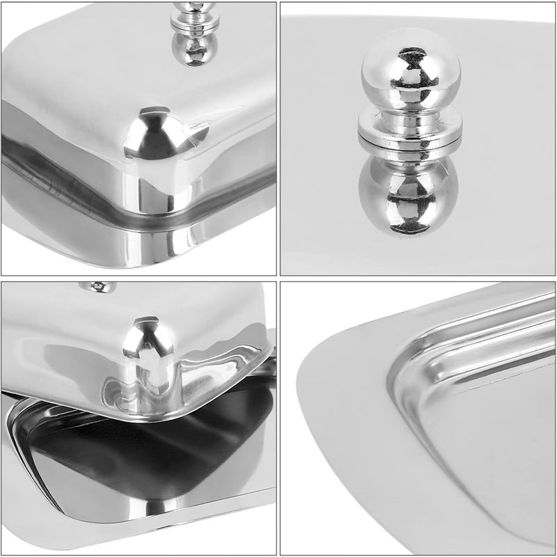 Stainless Steel Butter Cheese Dish Tray Box, Food Storage Container with Lid, Elegant Kitchen Decor for Butter Cheese Dessert, Durable Food Grade Stainless Steel, Smooth Edge Desig - Image 3